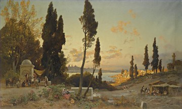  sul Pintura - Vista sul bosforo costantinopoli Hermann David Salomon Corrodi paisaje orientalista